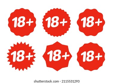 18 und nur für Erwachsene, Vektorsymbol Symbol. 18 + Symbol-Warnschild-Logo des Kreises