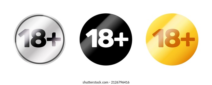 18 Plus Adult Only Vector Sign Icon. 18 Plus Symbol Warning Badge Circle Logo