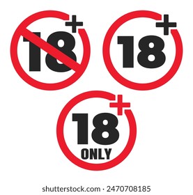 18 más iconos de restricción de Edad de diferentes estilos de Vector aislado