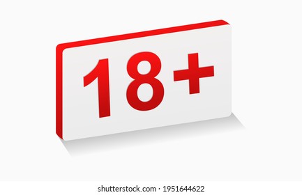 18 plus. Age restriction signboard. Adult only. Under eighteen years prohibition sign. Illustration vector