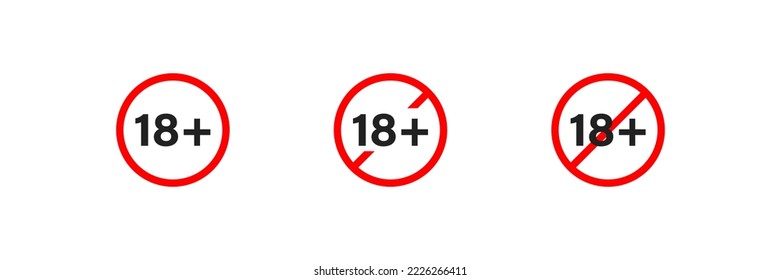 18 plus age sign warning symbol. 18+ flat red icon censored business concept. Eighteen age limit concept. Vector isolated illustration for web 