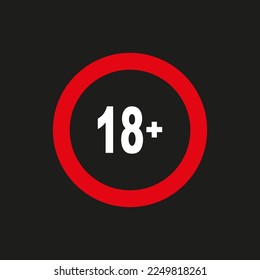 18 plus black background. Vector illustration.