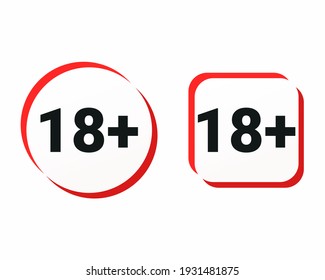 18 plus. Eighteen plus sign. Age restriction symbol. Adult only. Isolated on white background