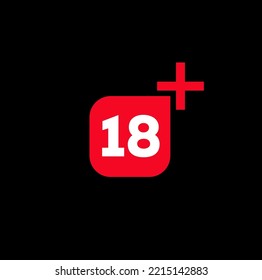 18 plus graphic vector sign. 18 plus adult only logo.