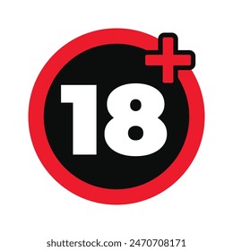 18 plus icon Age restriction isolated vector