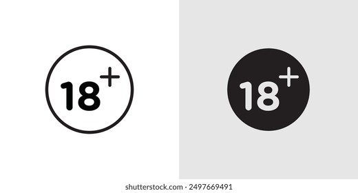 18 Plus icon Black line art vector logo set