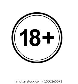 18 plus icon. black vector 18 plus sign 