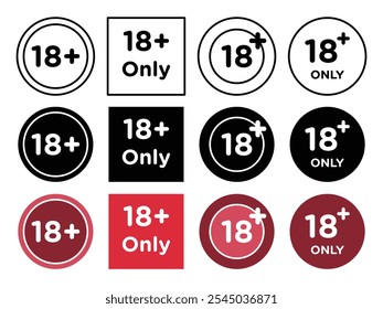 18 Plus Symbolsammlung auf weißem Hintergrund