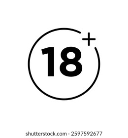 18 plus icon Flat illustration sign