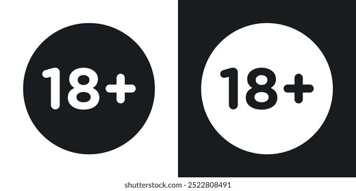 18 Plus icon icons in black and white filled style
