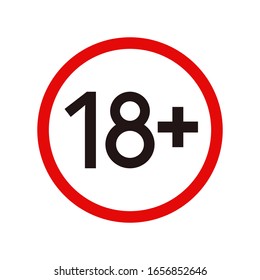 
18 más icono aislado en fondo blanco. Concepto límite de edad. Diseño plano. Ilustración vectorial. 
