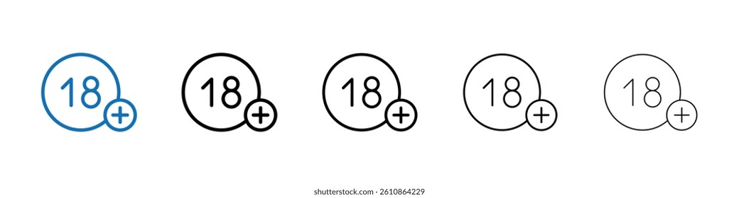 18 Plus icon Outline vector logo for web ui