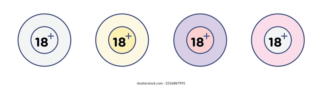 18 Plus icon Thin line flat illustration