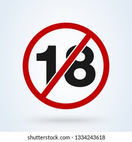 18 plus icon in trendy flat style isolated on background. 18 puls vector red