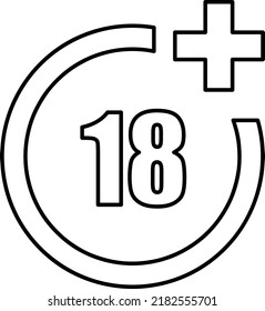 18 más icono en estilo plano de moda aislado en el fondo..eps
