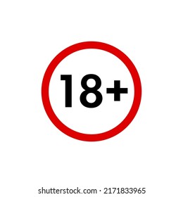 18 plus icon, under eighteen years old prohibition sign, age restriction symbol isolated on white. Vector illustration.