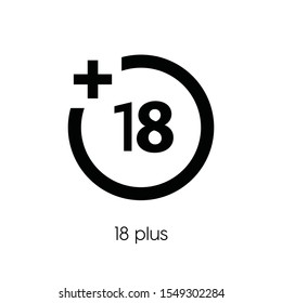 18 plus movie icon vector. 18 + symbol. Linear style sign for mobile concept and web design. 18 plus symbol illustration. Pixel vector graphics - Vector.