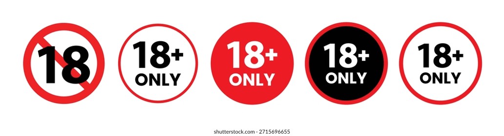 18 Plus Solo icono Restricción de Edad Señal de advertencia Ilustración vectorial