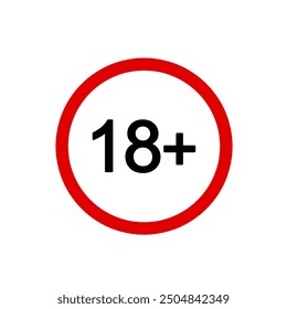 18 plus only icon, Under 18 sign in on white background. Vector illustration.