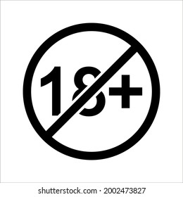 18 plus only less than 18 are not allowed icon. vector illustration on white background. color editable