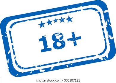 18 plus Rubber Stamp over a white background. vector illustration