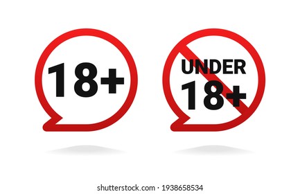 18 plus sign. Age restriction sign. Under 18 not allowed sign. Adult only. Illustration vector