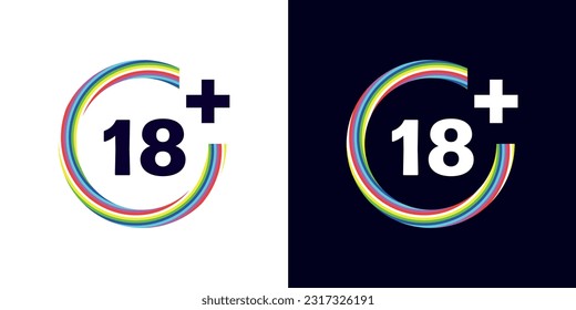 18 plus sign full color icon vector.