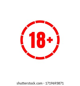 18 plus sign icon vector design. Age restriction symbol