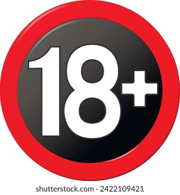 18 plus sign isolated on white background