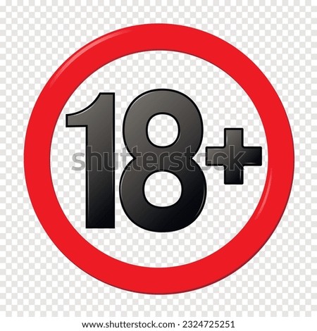 18 plus sign isolated on transparent background