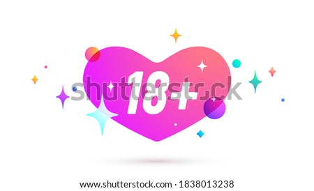 18 plus. Speech bubble. Set of chat message, cloud talk, speech bubble. Speech bubble, cloud talk isolated silhouette with text 18 plus, heart. Chat message, social network. Vector Illustration