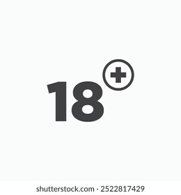 18 Plus thin liner icon isolated