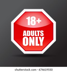 18 plus years. Adults content only icon. Vector illustration.
