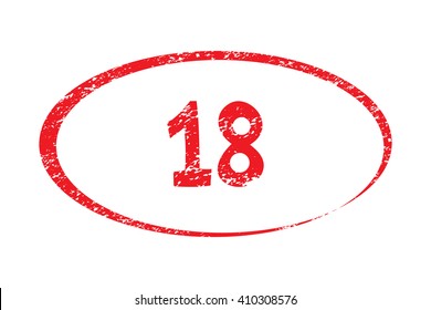 18. Rubber Stamp with red color have porous and rough isolated on white background. For make a mark or design your product using a stamp or seal. Easy to change color. Unique character.