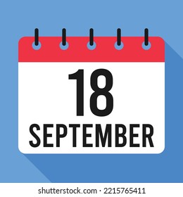 18 September Calendar. Blue Background. Vector Calendar.