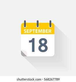 18 september calendar icon on grey background