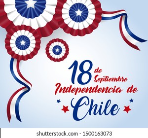 18 September. Chile Happy Independence Day Cockade. Vector illustration.