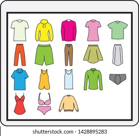 18 sets of Flat style clothing icons