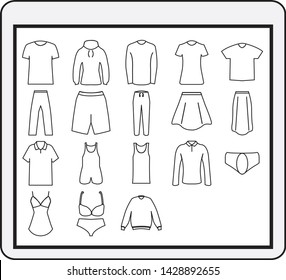18 sets of line style clothing icons