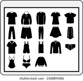 18 sets of Solid style clothing icons