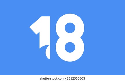 18 Shark Logo Number Simple Modern Blue
