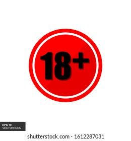 18+ sign, vector illustration illustration with flat design.