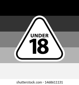 18 under sign warning symbol on the heterosexual pride flags background, LGBTQ (pride flags of lesbian, gay, bisexual, transgendered, and queer)