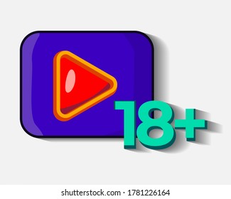 18+ video restriction concept symbol vector illustration 