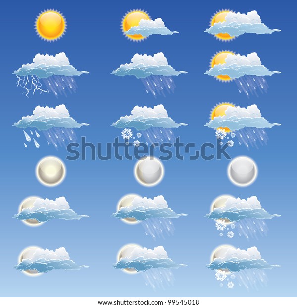 18 Weather Icon Set Stock Vector (Royalty Free) 99545018 | Shutterstock