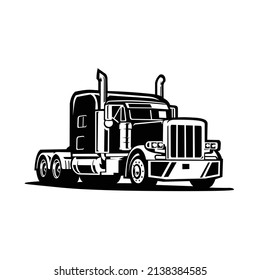 18 wheeler big rig freight semi truck vector isolated in white background