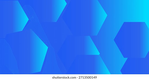 Descripción de 18 palabras
Un fondo abstracto azul vibrante con varios hexágonos de gradiente azul cian superpuestos y flotando en una composición dinámica y geométrica.