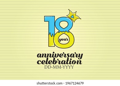 18 year anniversary cartoon, sweet style, candy look, for background - vector