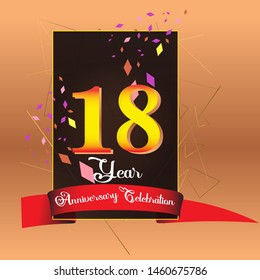 18 Year Anniversary Celebration Vector Template Design Illustration