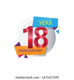 18 Year Anniversary celebration Vector Template Design Illustration